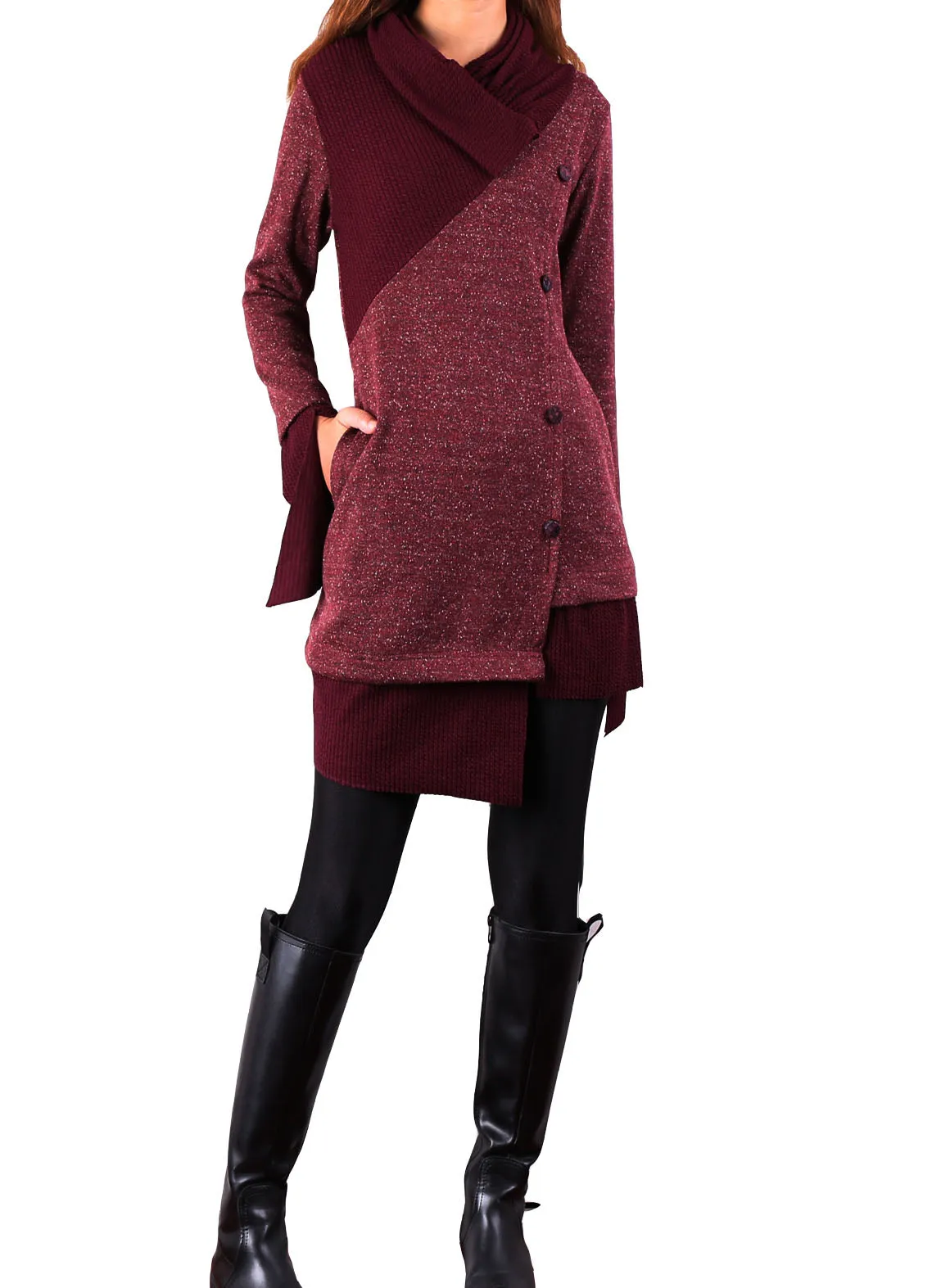 Women's Asymmetrical knit sweater tunic dress/plus size oversized tunic dress/casual customized tunic top/pullover sweater(Y1673)