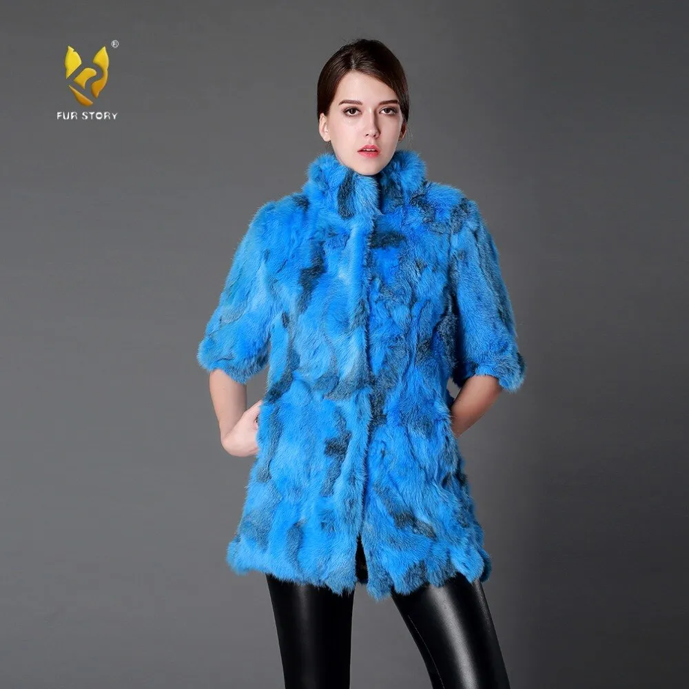 Women's Coats Colorful Real Fur Coat Female Rabbit Fur Winter Jacket 15185