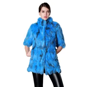 Women's Coats Colorful Real Fur Coat Female Rabbit Fur Winter Jacket 15185