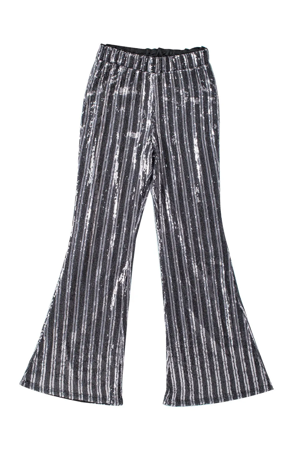 Women's Sequin Stripe High Waist Flare Pants