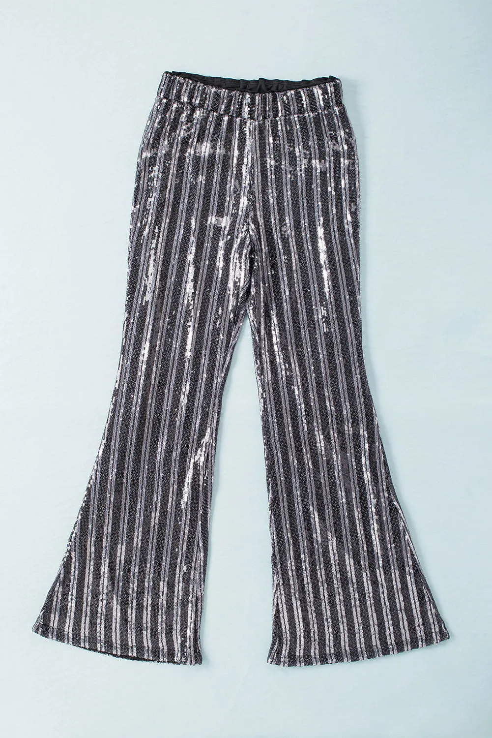 Women's Sequin Stripe High Waist Flare Pants