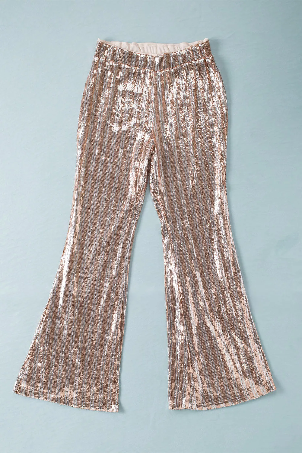 Women's Sequin Stripe High Waist Flare Pants