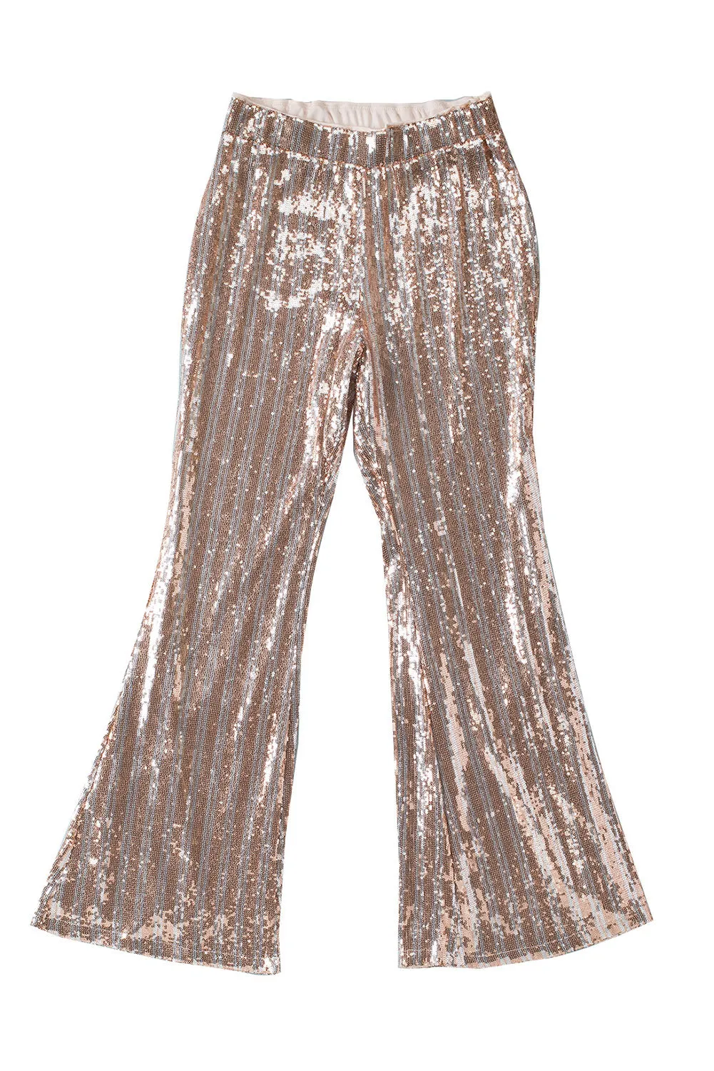 Women's Sequin Stripe High Waist Flare Pants