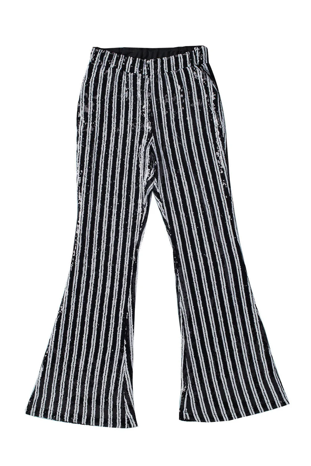 Women's Sequin Stripe High Waist Flare Pants