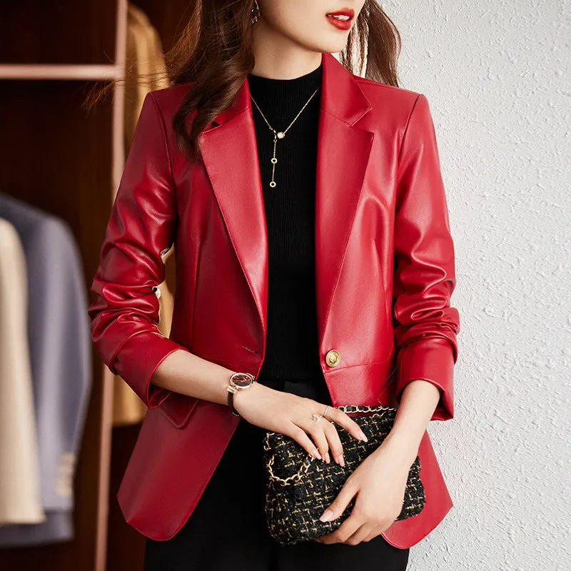 Women's Slim Skinny Leather Jacket Coat