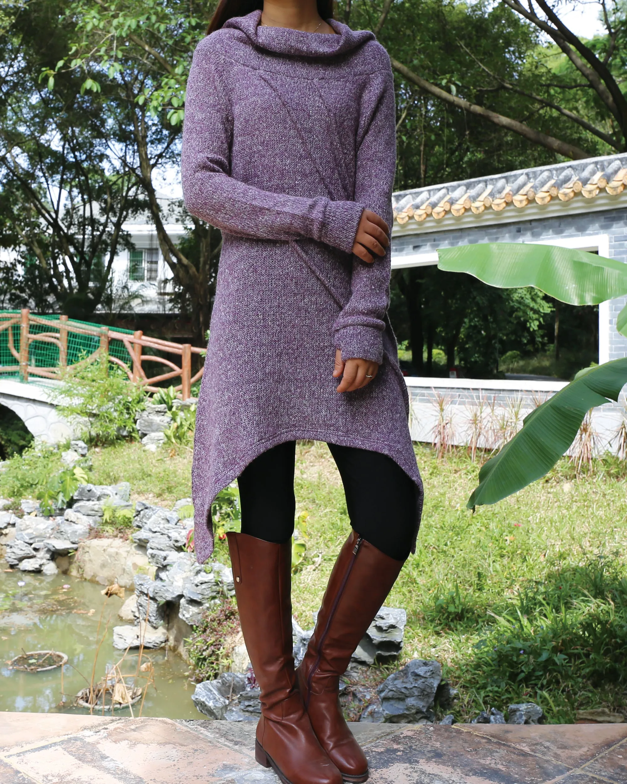 women's tunic dress/long sweater/sweater dress/wool tunic dress/off shoulder sweater/long sleeve top with thumbholes/knit tunic top for leggings(Q5115H)