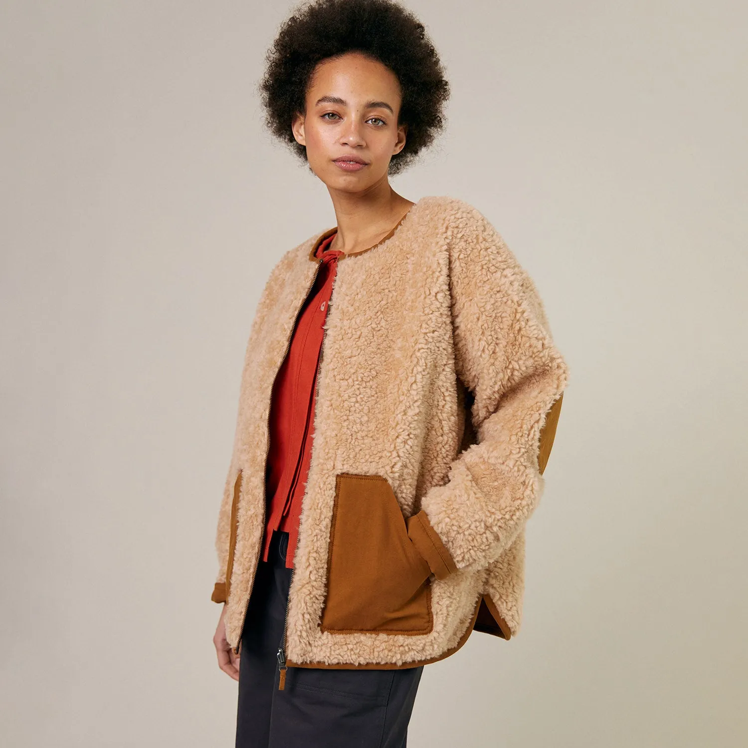 Womens Wool Arc Coat - Natural