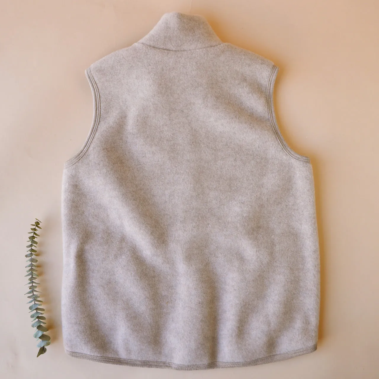 Women's Zip Vest - 100% Organic Wool Fleece - Sand (XS-L)