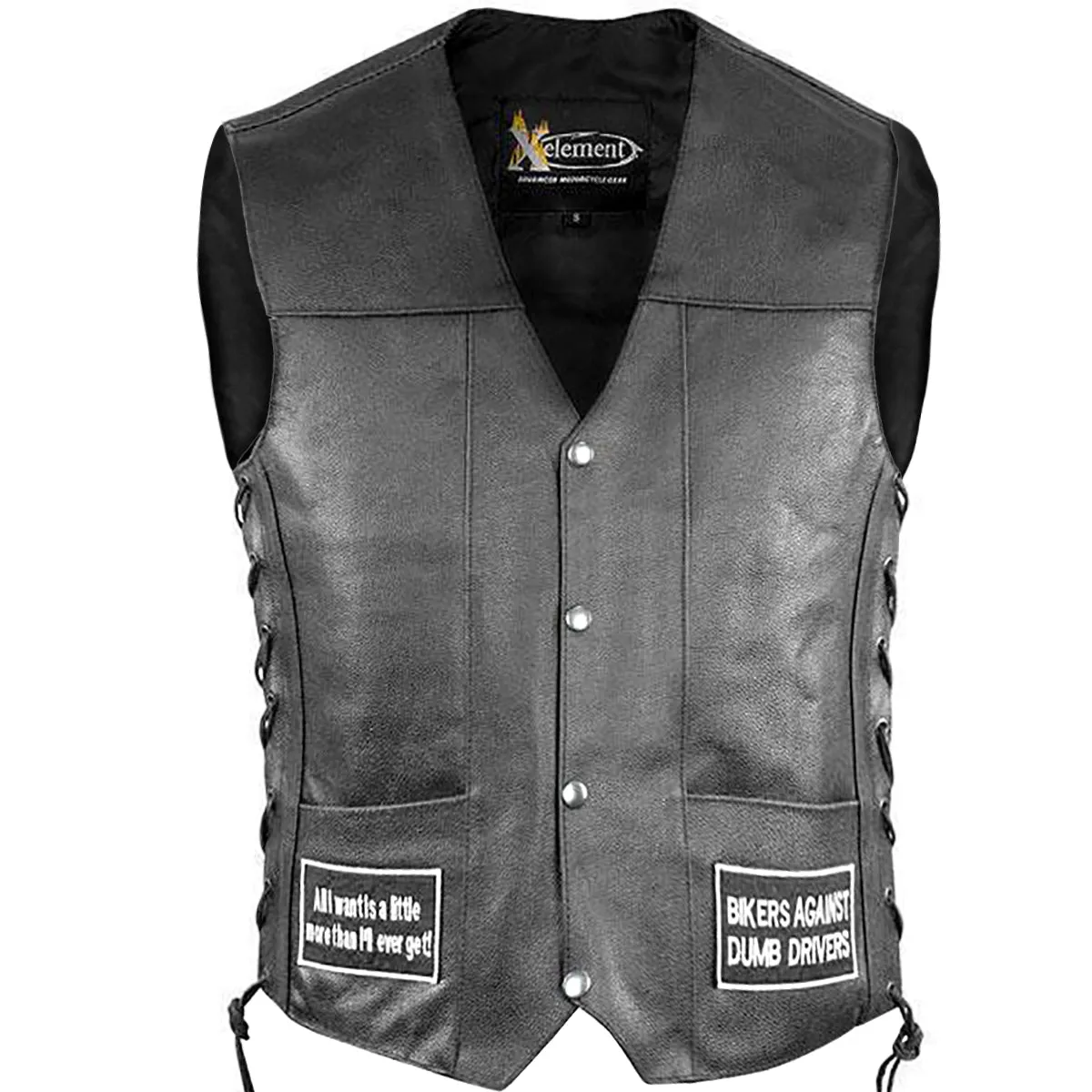 Xelement VP9150 Motorcycle Leather Vest For Men - USA Flag American Eagle - Premium Genuine Biker Club Gilet with Concealed Gun Pocket