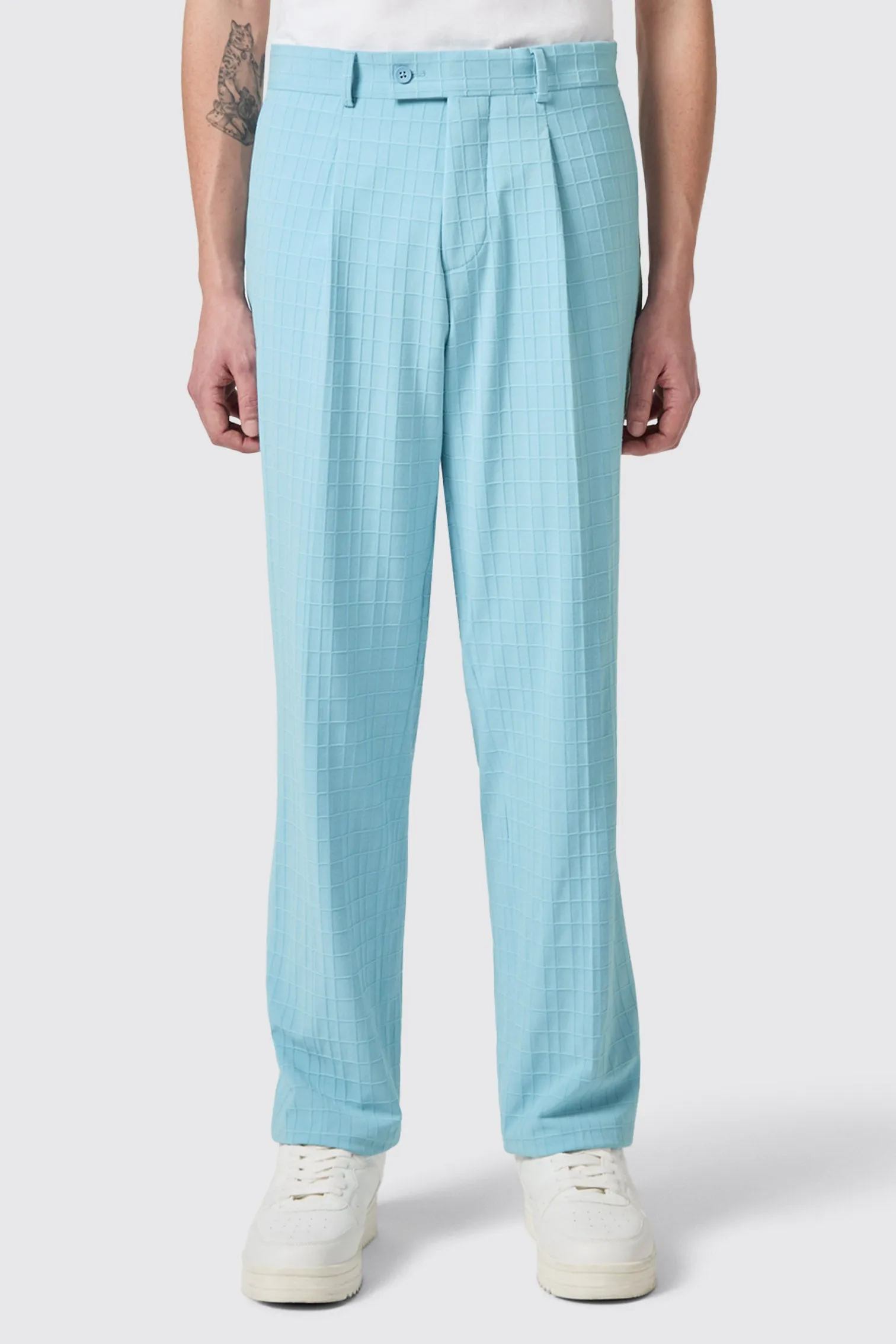 Zidan Oversized Blue Jacquard Trousers