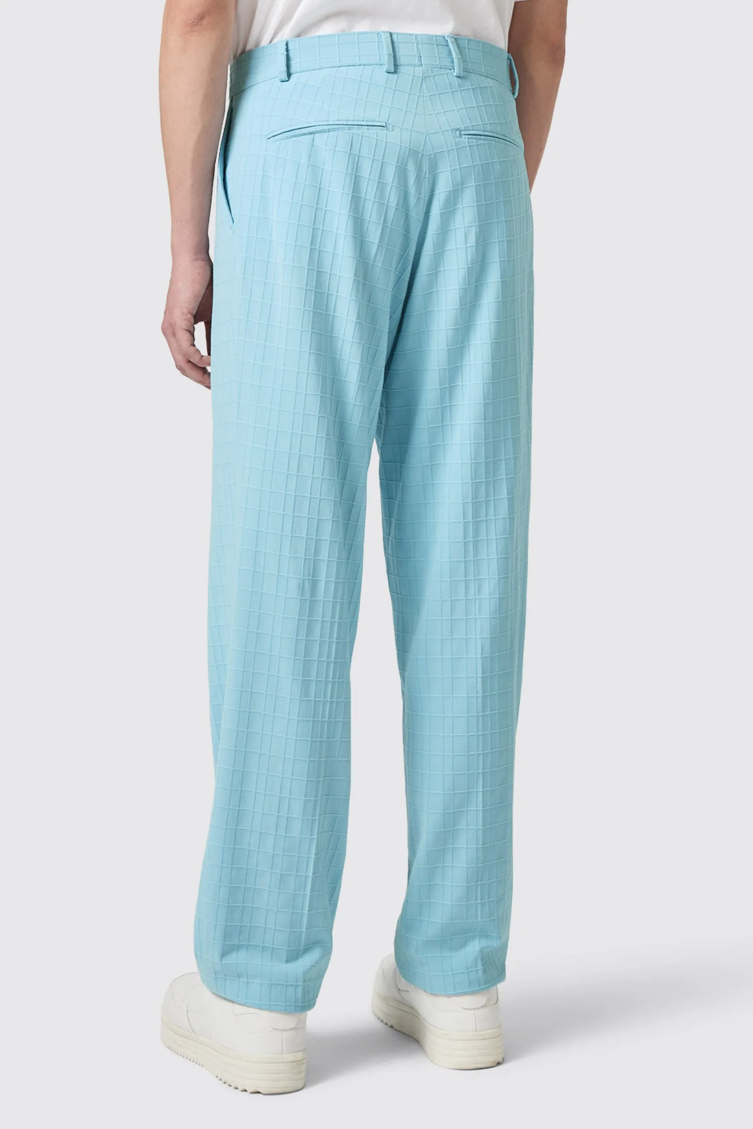 Zidan Oversized Blue Jacquard Trousers